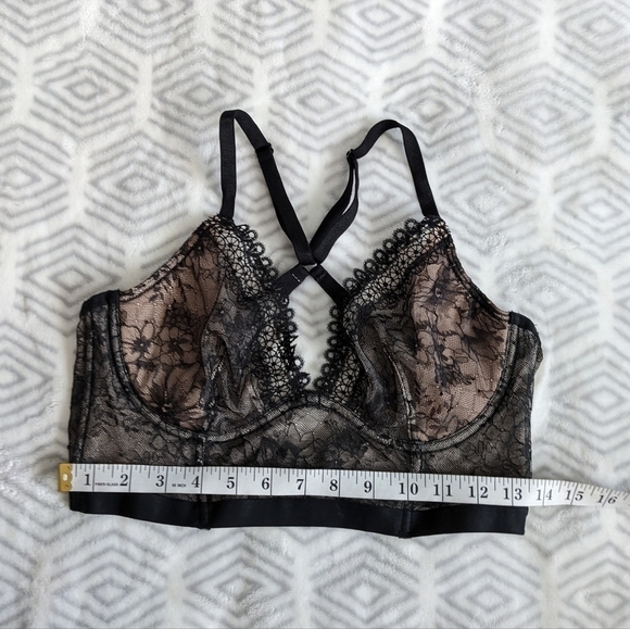 Victoria's Secret Very Sexy Unlined Plunge lace black pink Bra Small B084 - Picture 4 of 7
